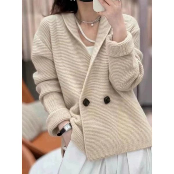 Europäischer Kaschmir gestrickter Cardigan Mantel weibliches Herbst-und Winter temperament loser Woll pullover Mantel