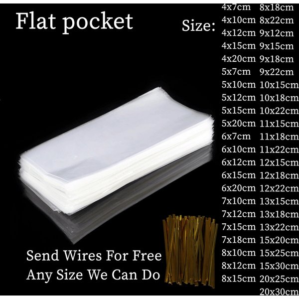 Sacs en cellophane transparents, sacs en plastique transparents pour bonbons OPP, sucettes, emballage de biscuits au four, emballage de mariage, sacs cadeaux