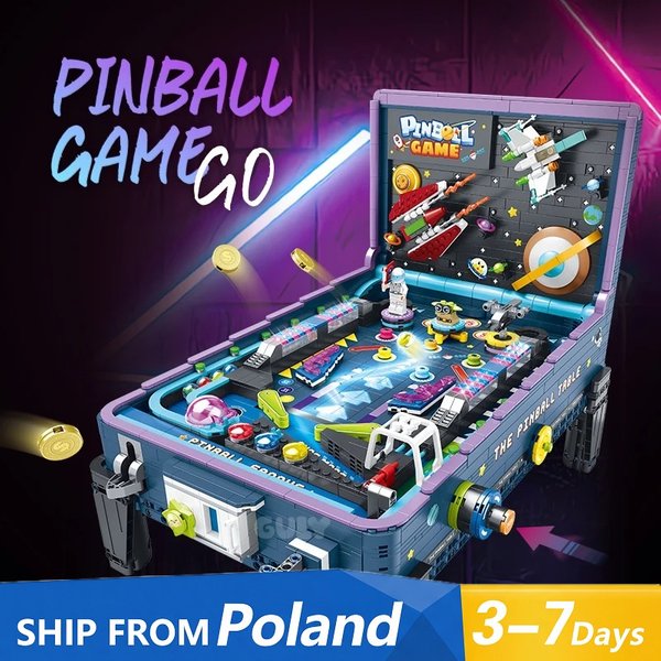 Klemmbausteine Pingball-Spiel mit Motor LED-Bausteine Klassisches Weltraum-Kriegs-Pinball-Tisch-Modellbausatz Jungen-Spielzeug Erwachsenen-Kinder-Geschenk 2309 Teile