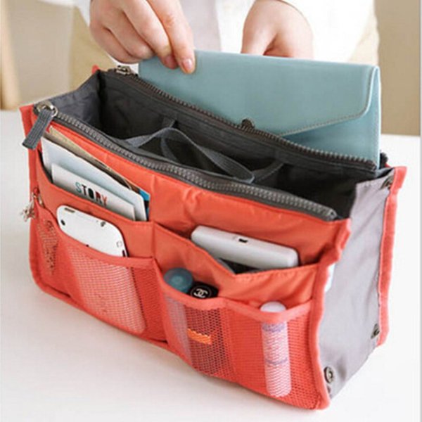Sac organisateur à insérer pour femme, en nylon, sac à main de voyage, grand sac de rangement, sac à cosmétiques pour maquillage, sac fourre-tout pas cher pour femme