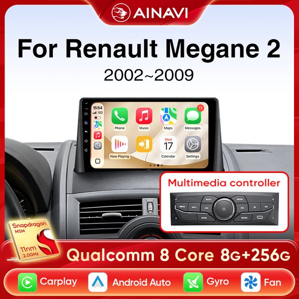 Ainavi autoradio pour Renault Megane 2 2002 2003 2005 2006 2007 2008 2009 sans fil Carplay Android Auto lecteur multimédia 2 Din