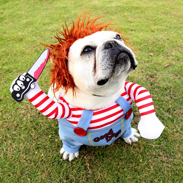 Vêtements d'Halloween pour animaux de compagnie, combinaison à bretelles pour chiot drôle, costume de cosplay pour petit et grand chien, costume de fête d'Halloween