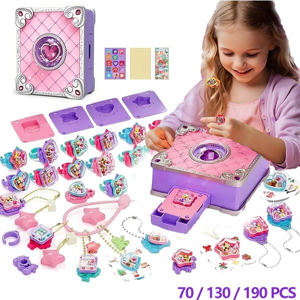 Magisches Schmuckherstellungsset, 3D-Magie, DIY-Juwelenringe, Schlüsselanhänger, kreatives handgefertigtes Bastelbox-Set für Mädchen, Weihnachts- und Geburtstagsgeschenke