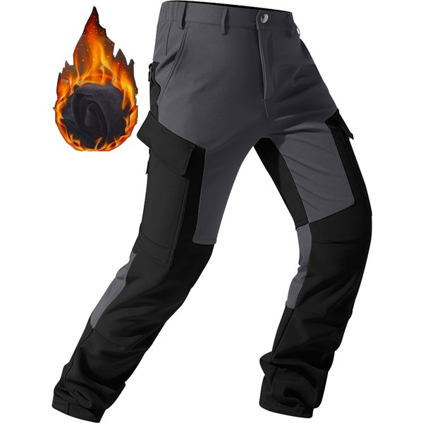 Pantalon de travail imperméable pour homme, salopette longue doublée de polaire épaisse pour les activités de plein air en automne et en hiver, design multi-poches