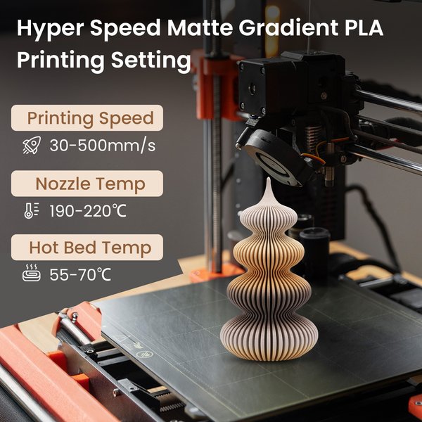 ERYONE 10KG Hyper Speed Matte Gradient Rainbow PLA Filament 1,75mm 3D-Druck, Max. Druckgeschwindigkeit: 500mm/s, Mehrfarbig, 1KG/Spule