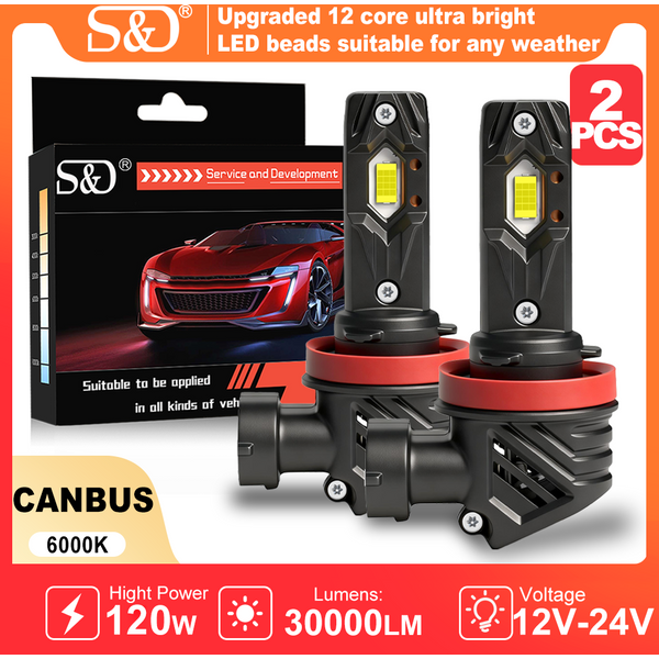 S&D 30000LM H8 H11 Canbus LED-Scheinwerferlampen 9005 HB3 9006 HB4 H7 LED-Nebelscheinwerfer Weiß 6000K CSP für Auto-Fahrlicht Auto-Diodenlampe