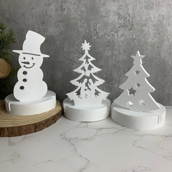 Weihnachten Serie Kerzenhalter Silikon Form DIY Schneemann Elch Haus Kerzenhalter Ornament Harz Form 3D Gips Handwerk Wohnkultur