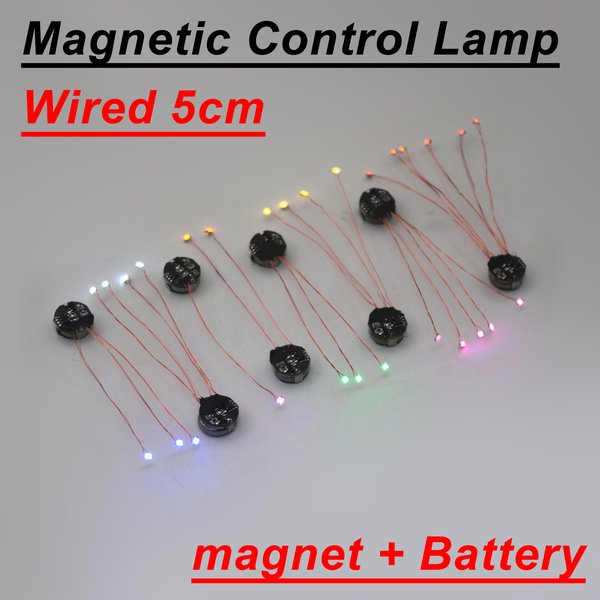 Lampe à commande magnétique filaire de 5cm, modèle de lumière magnétron Led + aimant + batterie, jouets de voiture, éclairage Diorama, matériaux Gunda Robots