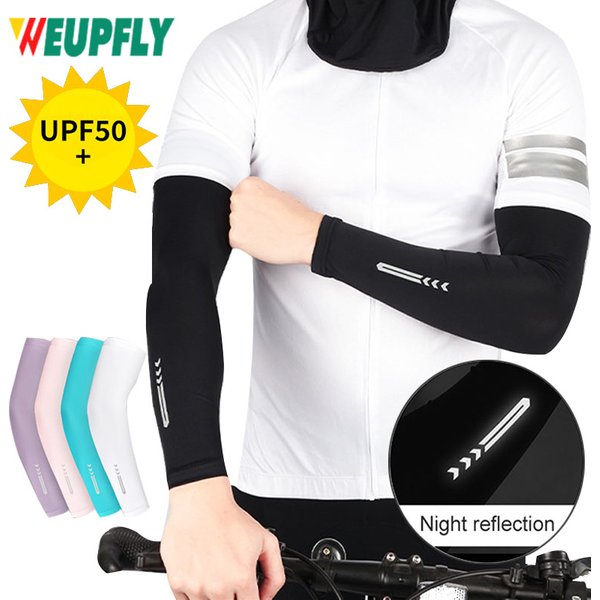 1Pair Ice Fabric Breathable UV Protection Running Cooling UPF 50 Arm Sleeves Fitness Basketball Elbow Pad Sport Cycling Outdoor
