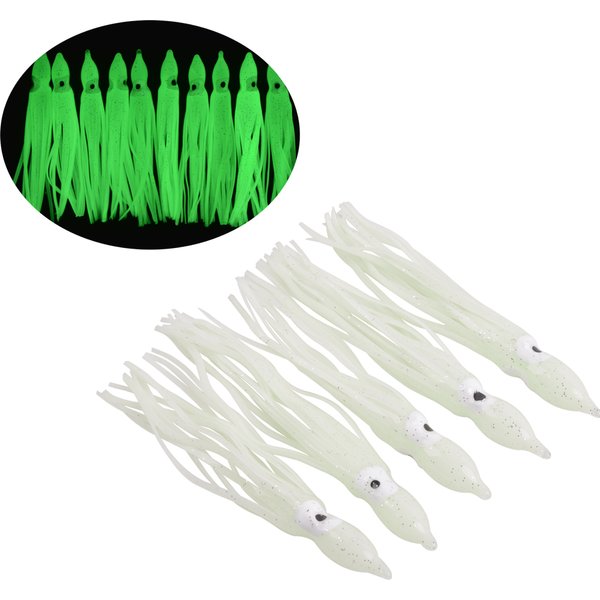 20 pièces jupes de calmar lumineuses leurre souple jupe poulpe leurres lueur leurre de pêche appât artificiel pour thon calmar 7 cm/9 cm/11 cm