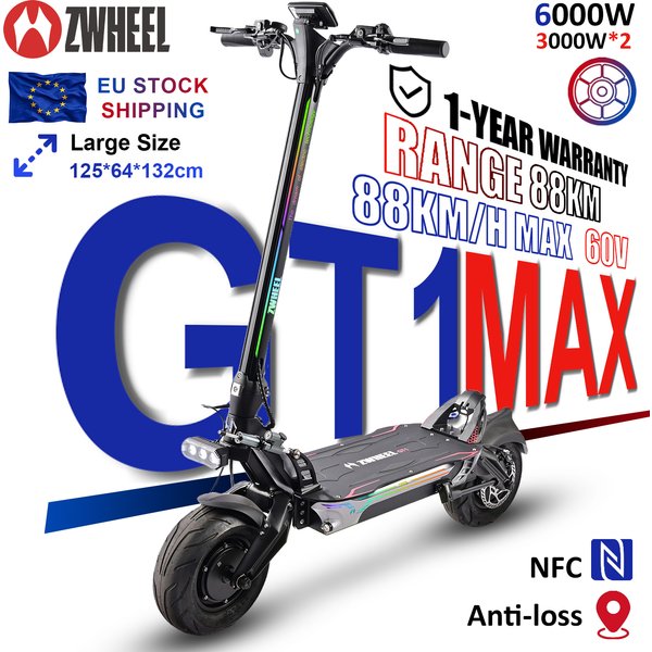 Trottinette électrique pour adultes ZWHEEL ZSE2, batterie 60V30Ah, autonomie maximale de 110 km, freins hydrauliques, déverrouillage NFC, système de suspension à bras amorti, trottinette électrique de