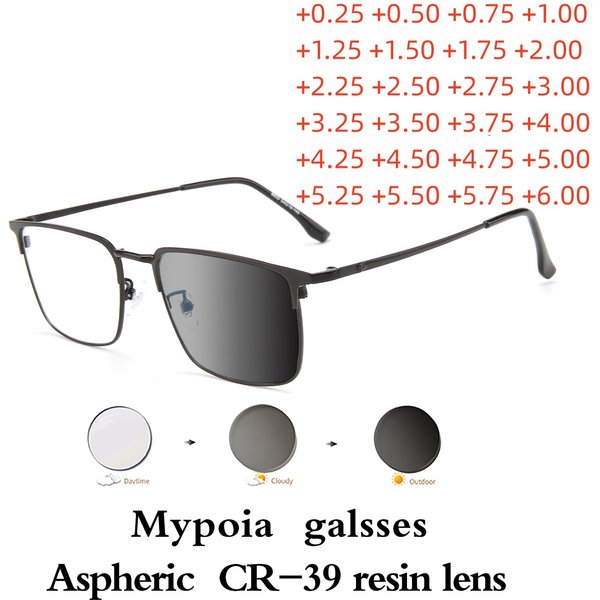 Sun Transition Photochrome Halbrahmen Lesebrille Männer Frauen Business Hyperopie Brille Outdoor Brillen dioptrien +1,0 Bis 6,0