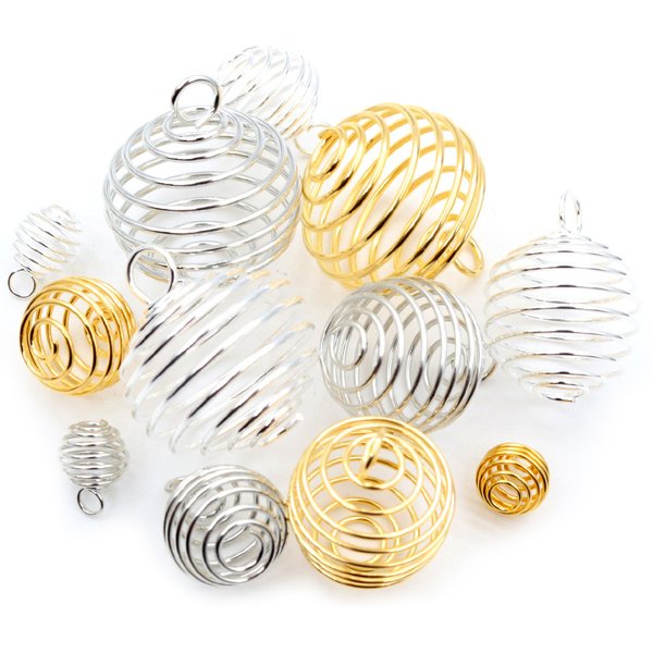 10-30Pcs/lot 9-25mm Metal Spiral Beads Cages Pendants Hollow Bead Caps For DIY Charms Jewelry Making Supplies Accessories