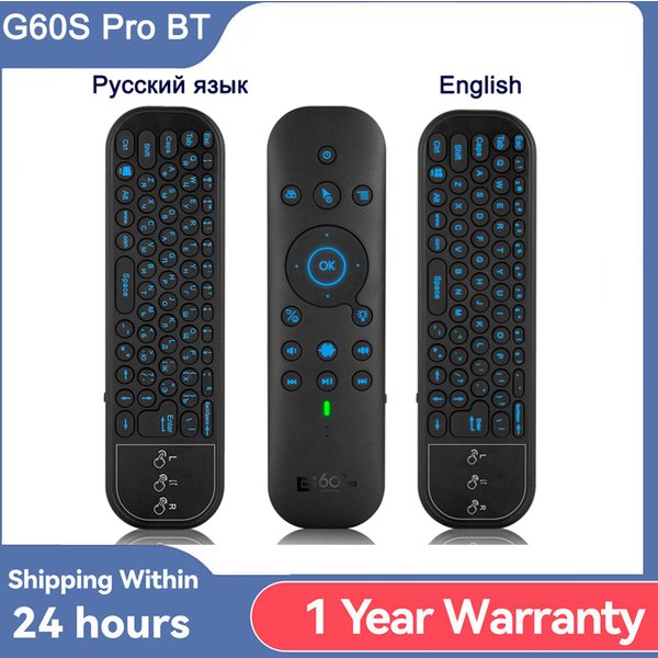 Nouveau G60S Pro BT télécommande vocale sans fil 2.4G BT5.0 double Mode Air Mouse IR apprentissage avec lumière rétro-éclairé pour Android TV Box