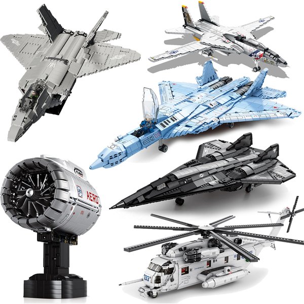 Blocs de construction d'avion et d'hélicoptère de chasse, série de modèles, jouets techniques STEM Moc F-22 Raptor, ensembles d'assemblage de briques, cadeaux pour enfants et adultes