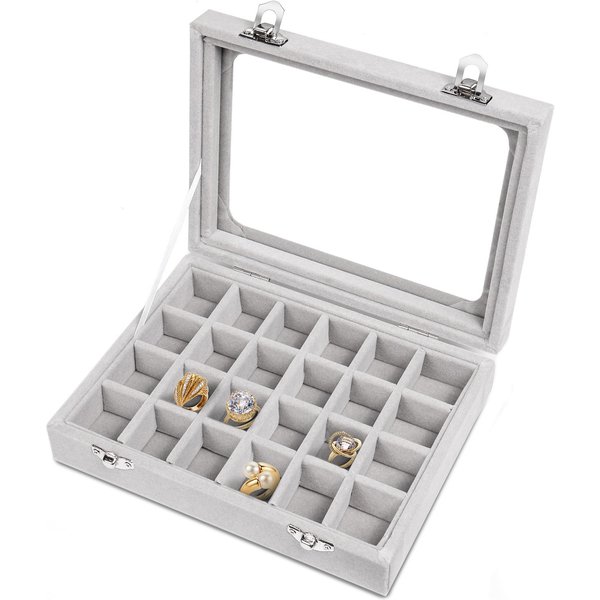 Boîte de rangement de bijoux, boucles d'oreilles, bagues, colliers, présentoir de bijoux, Classification de bijoux, anti-poussière, couvercle rabattable Transparent, boîte à bijoux