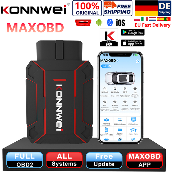 2026 KONNWEI MAXOBD Vollsystem-OBD2-Scanner Bluetooth 5.2 Auto-Diagnosegerät für Motor/Getriebe/ABS/Airbag-Codeleser Kostenloser Versand
