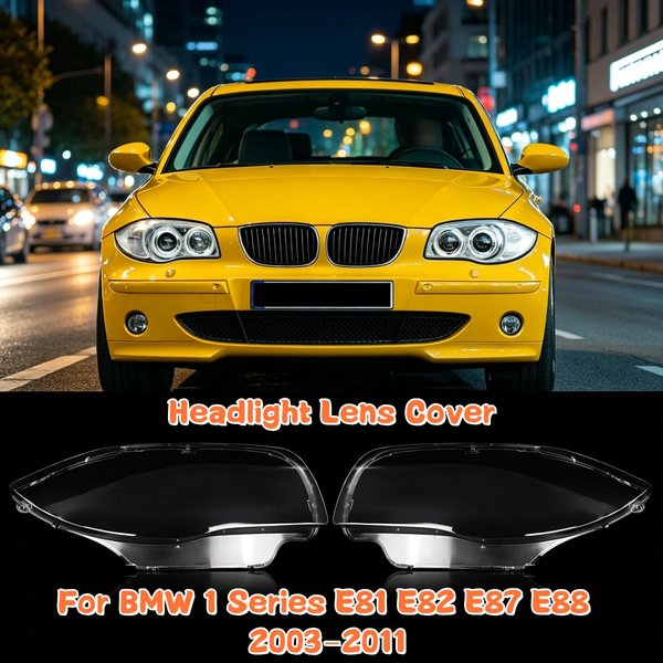 2X Klare Autoscheinwerferabdeckung Transparente Lampenschirm-Frontscheinwerferlinsenabdeckung für BMW 1er Serie E81 E82 E87 E88 2003-2011
