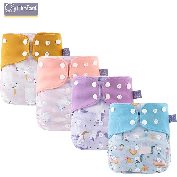 Elinfant Umweltfreundliche Grau Mesh Tuch Neue 4 teile/satz Waschbar Tasche Windel Einstellbar Mehrweg fralda Ökologischen Tuch Windel