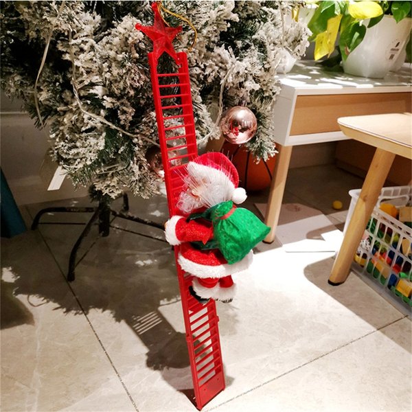 Poupée du père noël, échelle d'escalade avec musique, ornements d'arbre de noël, décorations pour la maison, cadeau du nouvel an pour enfants, 2024