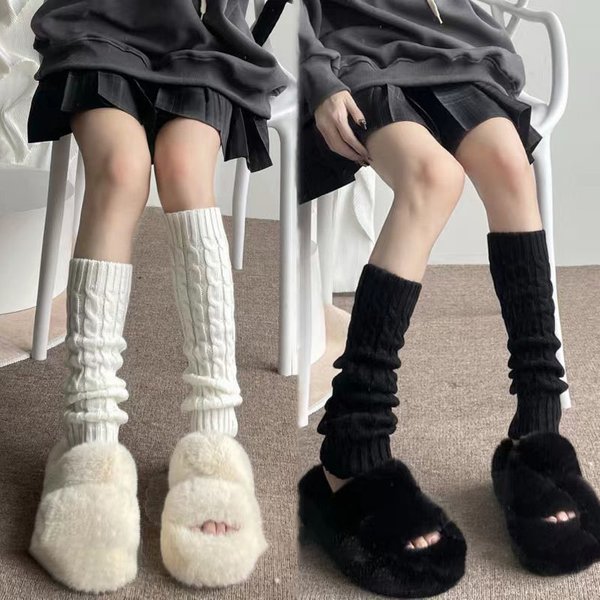 Lolita Winter warme Socken für Damen Beinlinge Harajuku Stil JK weiß warme Damen Strickstrümpfe und Stiefel decken Knies trümpfe