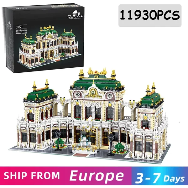 Blocs de construction de palais de luxe, 11930 pièces, vue sur la rue de la ville, modèle de construction MOC, briques, jouets d'assemblage à haute difficulté, cadeaux pour adultes