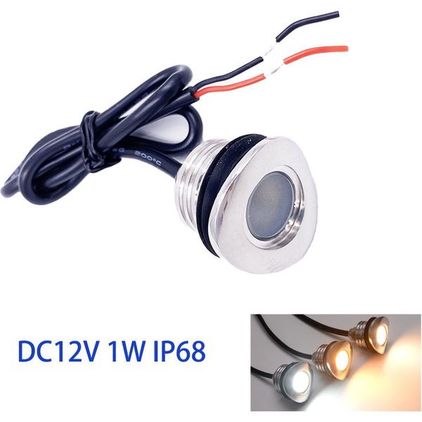 Mini Spot Lumineux LED Incurvé et Encastrable pour l'Extérieur, Lumière à Intensité Réglable, Conforme à la Norme IP68, Idéal pour une Terrasse, 12/24V, 1W
