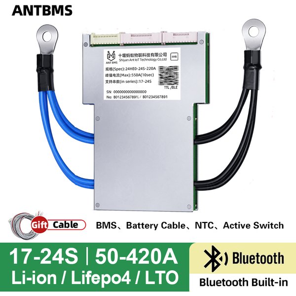 ANT Smart BMS 17S 18S 19S 20S 21S 22S 23S 24S 50A 100A 220A 340A 420A 48V 60V 72V Li-Ionen Lifepo4 LTO Akku Smart Bluetooth BMS