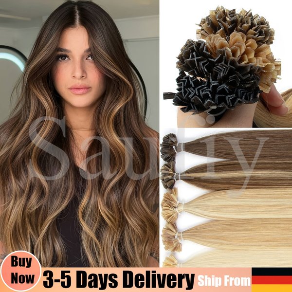 Extensions de cheveux naturels à pointe droite, à kératine, fusion à chaud, noir, brun, marron, pré-collées, 50 pièces