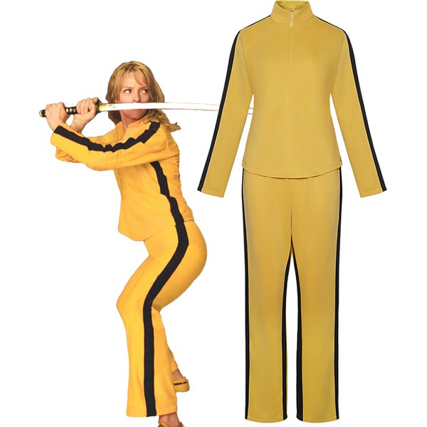 Kill Bill The Bride Beatrix Kiddo Cosplay Costume Yellow Kung Fu Jumpsuit Women Tracksuit Halloween Carnival Mardi Gras Costumes