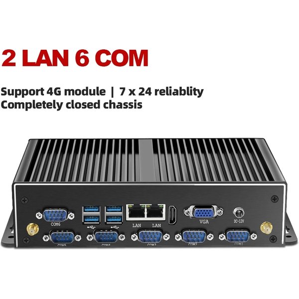 Mini PC Intel Core I7-5500U I5-4200U avec 2xNIC LAN 6DB9 RS232, compatible Linux Pfsense, ordinateur industriel prêt pour Windows 10