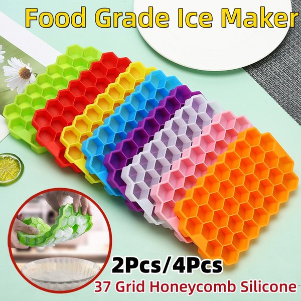 Moule à glaçons en Silicone nid d'abeille à 37 grilles, plateau à glace de grande capacité, machine à glaçons réutilisable de qualité alimentaire avec couvercles, moule à Popsicle