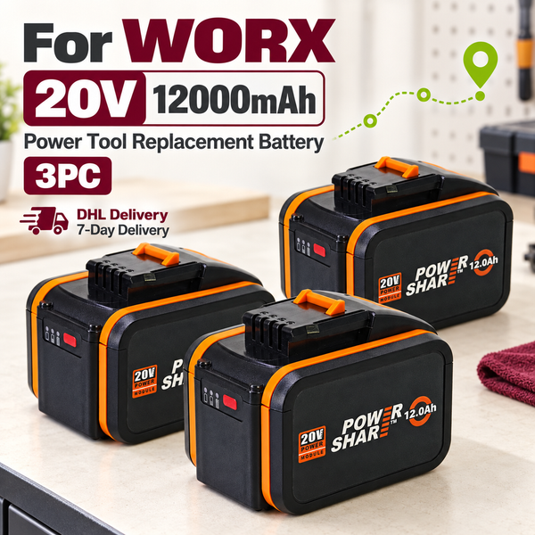 20V 12000mAh Ersatzakku für Elektrowerkzeuge für WORX WA3550 WA3550.1 WA3551 WA3551.1 WA3553 WA3553.1 WA3560 WA3561 WA3570 WA3641 Einzel-, 2er-, 3er- oder 4er-Pack-Optionen