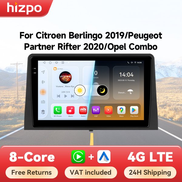 Autoradio Hizpo Carplay pour Citroën Berlingo 2019, Peugeot Partner Rifter 2020, Opel Combo, lecteur vidéo multimédia GPS