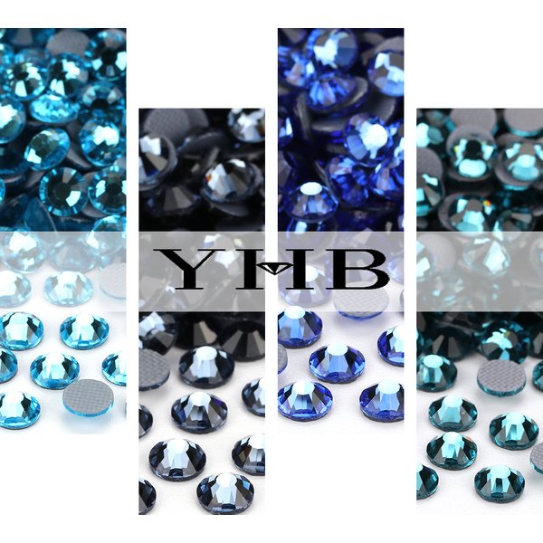 YHB – strass correcteurs à dos plat bleu de haute qualité, pour chaussures, sacs, ongles, artisanat, tissu, décoration de vêtement, accessoires de bijoux DIY