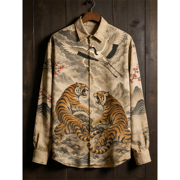 Neues Retro-Paisley-Skelett 3D-gedrucktes Herren-Langarmhemd im dunklen Vintage-Casual-Stil.