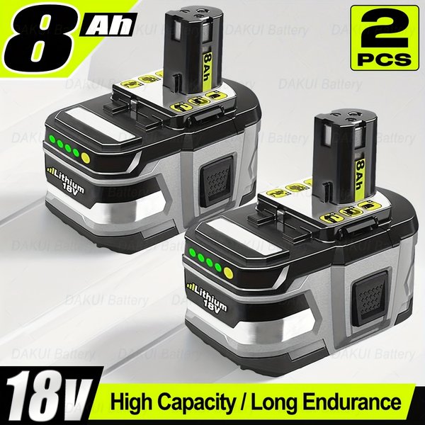 Für RYOBI ONE+ Hochleistungs-Lithium-Akku 18V 8,0Ah mit Geringer Selbstentladung Geeignet für Alle Werkzeuge P104 P107 P108 RB18L50 RB18L20