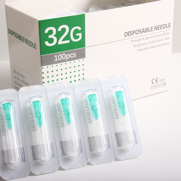 100 Stück schmerzlose kleine Nadel schmerzlose Schönheit ultrafein 32G * 4 mm, 32G * 13 mm Spritzen koreanische Meso-Nadeln Augenlid-Werkzeuge