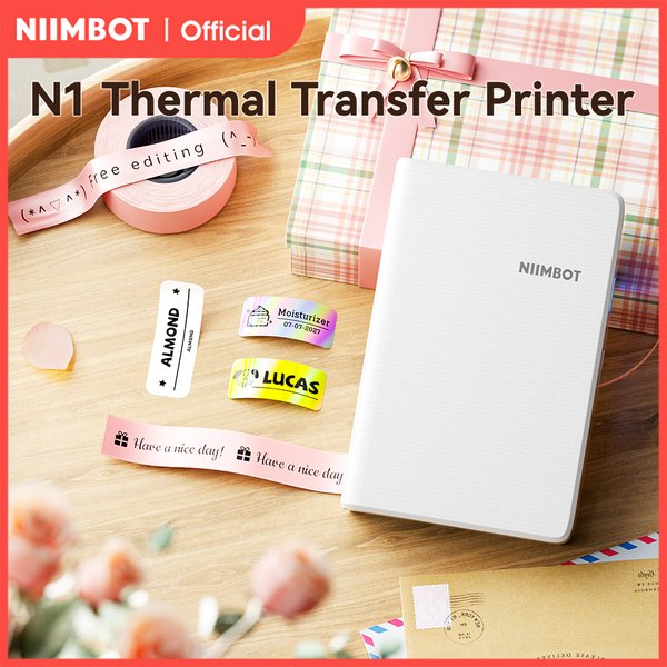 Niimbot N1/B18 imprimante d'étiquettes autocollantes à transfert thermique Mini étiqueteuse avec ruban papiers PET pour magasin de bijoux câble cosmétiques