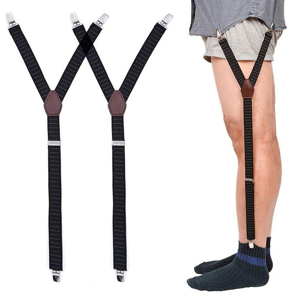 Porte-chemises pour hommes, 2 pièces, bretelles élastiques réglables de Style Y, Clips antidérapants, pinces à jarretelles pour chaussettes militaires
