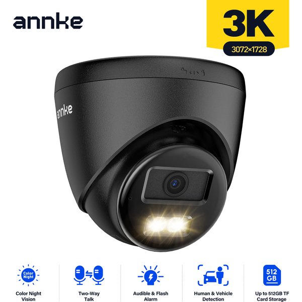 Annke AC500 3K IR Ultra HD IP PoE caméra double lumière extérieure PoE caméra de sécurité détection de véhicule humain Microphone intégré