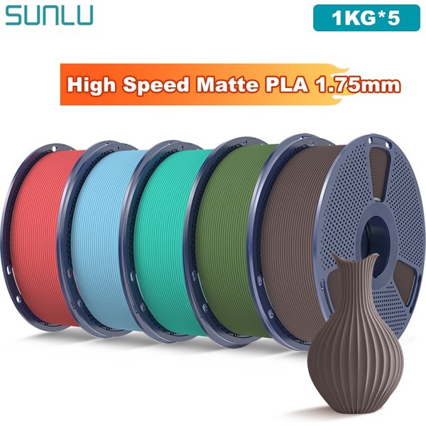 SUNLU 5KG (PLA Classic) Hochgeschwindigkeits-Matt-PLA-Filament 1,75mm 1kg Hochgeschwindigkeitsdruck Gleichmäßig Verlegtes Filament Passend für die Meisten FDM-Drucker