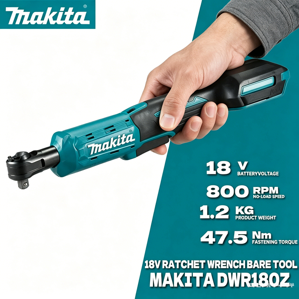 MAKITA DWR180Z 18V LXT Cordless Ratchet Wrench Drive 800RPM 47.5N·m Angle Wrench Socket Wrench Power Tool DWR180