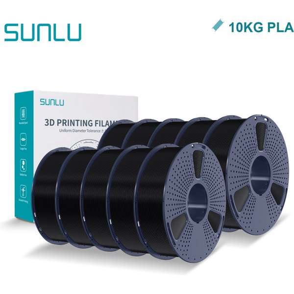 SUNLU PLA 3D-Filament, 1,75 mm, 10 Rollen, 1 kg, ordentlich gewickelt, mit wiederverwendbarer Spule, 3D-Drucker, PLA-Filamente für die meisten FDM-3D-Drucker
