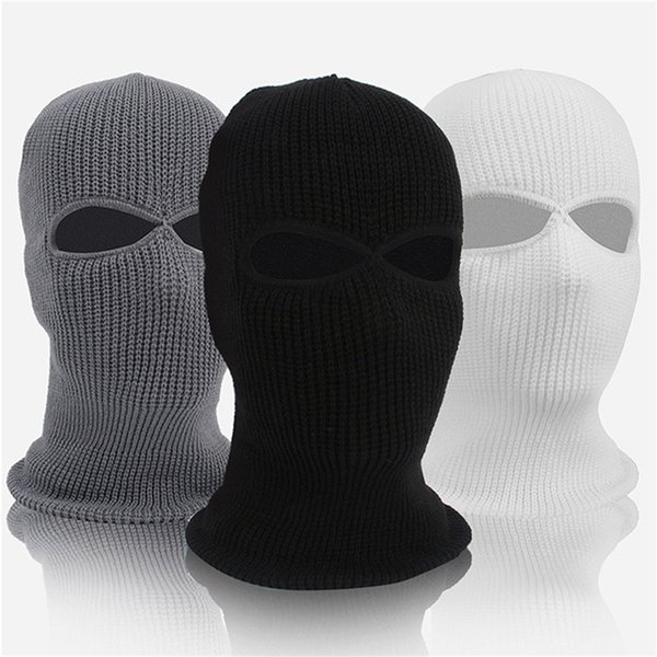 1PC hiver tricot casquette chaud doux 2 trous complet visage Ski chapeau capuche moto casque armée tactique chapeau mode femmes hommes