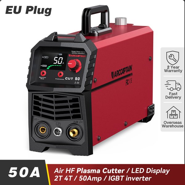 ARCCAPTAIN Air HF Plasmaschneidemaschine mit digitaler Synergy-Steuerung, tragbar, 20-50A DC Inverter, 2T 4T für Haushalts-Schneiden und Schweißen
