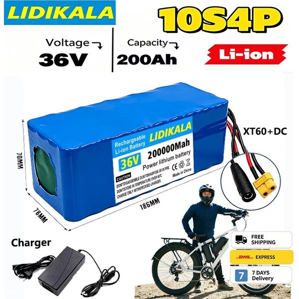 10S4P 36V 200000mAh Hochleistungs-Lithium-Akku für Elektroroller, ausgestattet mit intelligentem BMS und Hochleistungsmotor, wasserdichtes Gehäuse