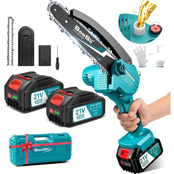 Seesii 15,2 cm elektrische Säge, 6 Zoll, kabellose Mini-Kettensäge, wiederaufladbar, Holzbearbeitung, Garten, Astsäge für Makita 18 V Akku Stift