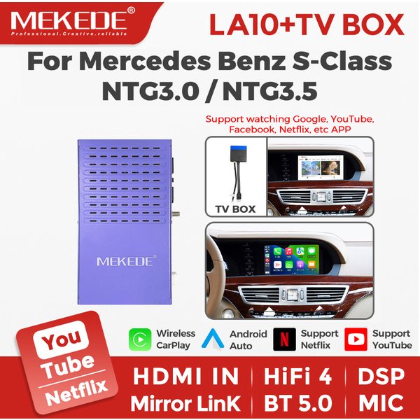 MEKEDE Wireless CarPlay Android Auto AirPlay Autolink Mirroring HiFi DSP BOX Modul für Mercedes Benz S-Klasse W221 S300 S320 S400 S450 S500 S600 S63 S65 AMG CL-Klasse C216 CL500 CL550 CL600 NTG3.0 NTG