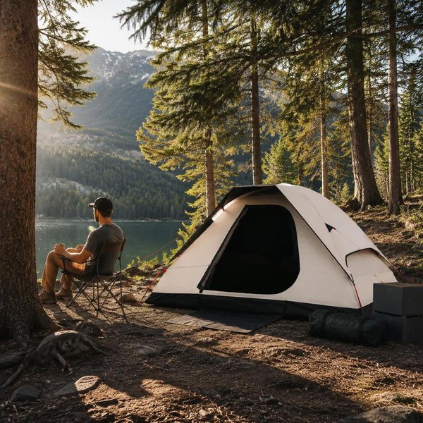 2-Personen-Kuppelzelt, Verdunkelungsstoff, leichtes Zelt für Camping, Wandern und Trekking, weiß.